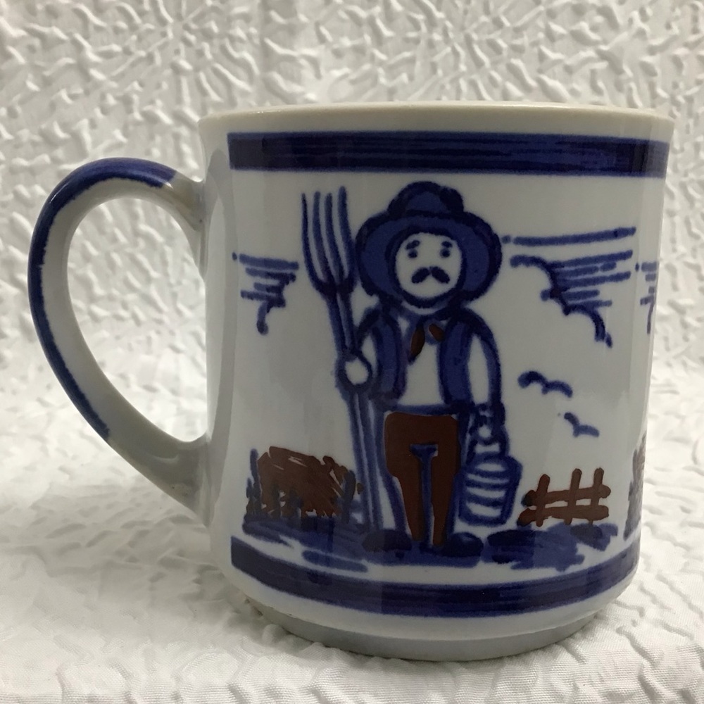 Vintage Blue & White Made In Japan Coffee Mugs - Picture 9 of 12